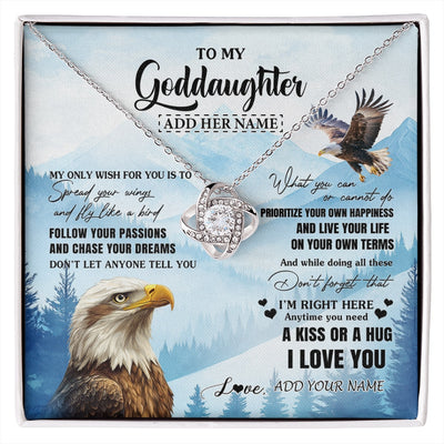 Love Knot Necklace 14K White Gold Finish | 1 | Personalized To My Goddaughter Gifts Necklace From Godmother Eagle My Only Wish For You Goddaughter Birthday Gifts Graduation Christmas Gift Box Message Card | siriusteestore.myshopify