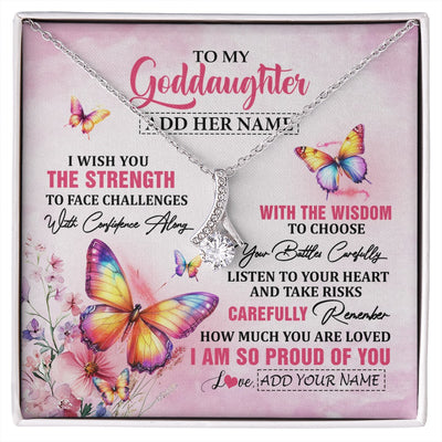Alluring Beauty Necklace 14K White Gold Finish | 1 | Personalized To My Goddaughter Gifts Necklace From Godmother Godfather I Wish You The Strength Butterfly Goddaughter Birthday Christmas Gift Box Message Card | https://siriusteestore.