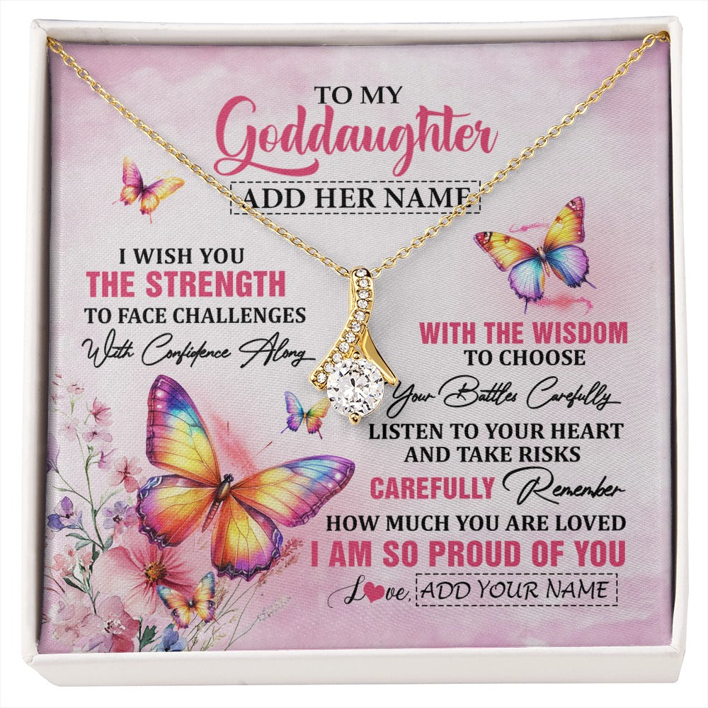 Alluring Beauty Necklace 18K Yellow Gold Finish | 1 | Personalized To My Goddaughter Gifts Necklace From Godmother Godfather I Wish You The Strength Butterfly Goddaughter Birthday Christmas Gift Box Message Card | https://siriusteestore.