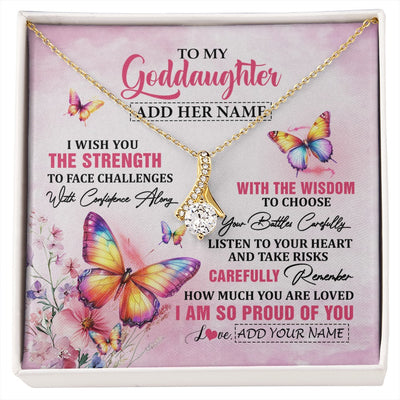 Alluring Beauty Necklace 18K Yellow Gold Finish | 1 | Personalized To My Goddaughter Gifts Necklace From Godmother Godfather I Wish You The Strength Butterfly Goddaughter Birthday Christmas Gift Box Message Card | https://siriusteestore.