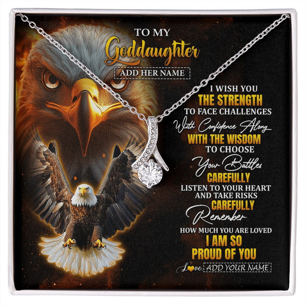 Alluring Beauty Necklace 14K White Gold Finish | 1 | Personalized To My Goddaughter Gifts Necklace From Godmother Godfather I Wish You The Strength Eagle Goddaughter Birthday Gifts Christmas Gift Box Message Card | https://siriusteestore.