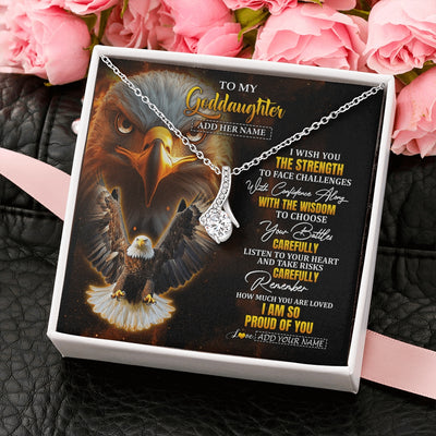 Alluring Beauty Necklace 14K White Gold Finish | 2 | Personalized To My Goddaughter Gifts Necklace From Godmother Godfather I Wish You The Strength Eagle Goddaughter Birthday Gifts Christmas Gift Box Message Card | https://siriusteestore.