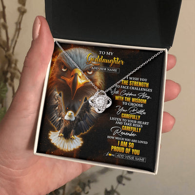 Love Knot Necklace 14K White Gold Finish | 2 | Personalized To My Goddaughter Gifts Necklace From Godmother Godfather I Wish You The Strength Eagle Goddaughter Birthday Gifts Christmas Gift Box Message Card | https://siriusteestore.