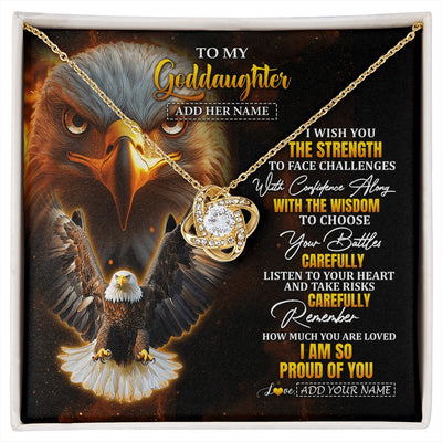 Love Knot Necklace 18K Yellow Gold Finish | 1 | Personalized To My Goddaughter Gifts Necklace From Godmother Godfather I Wish You The Strength Eagle Goddaughter Birthday Gifts Christmas Gift Box Message Card | https://siriusteestore.