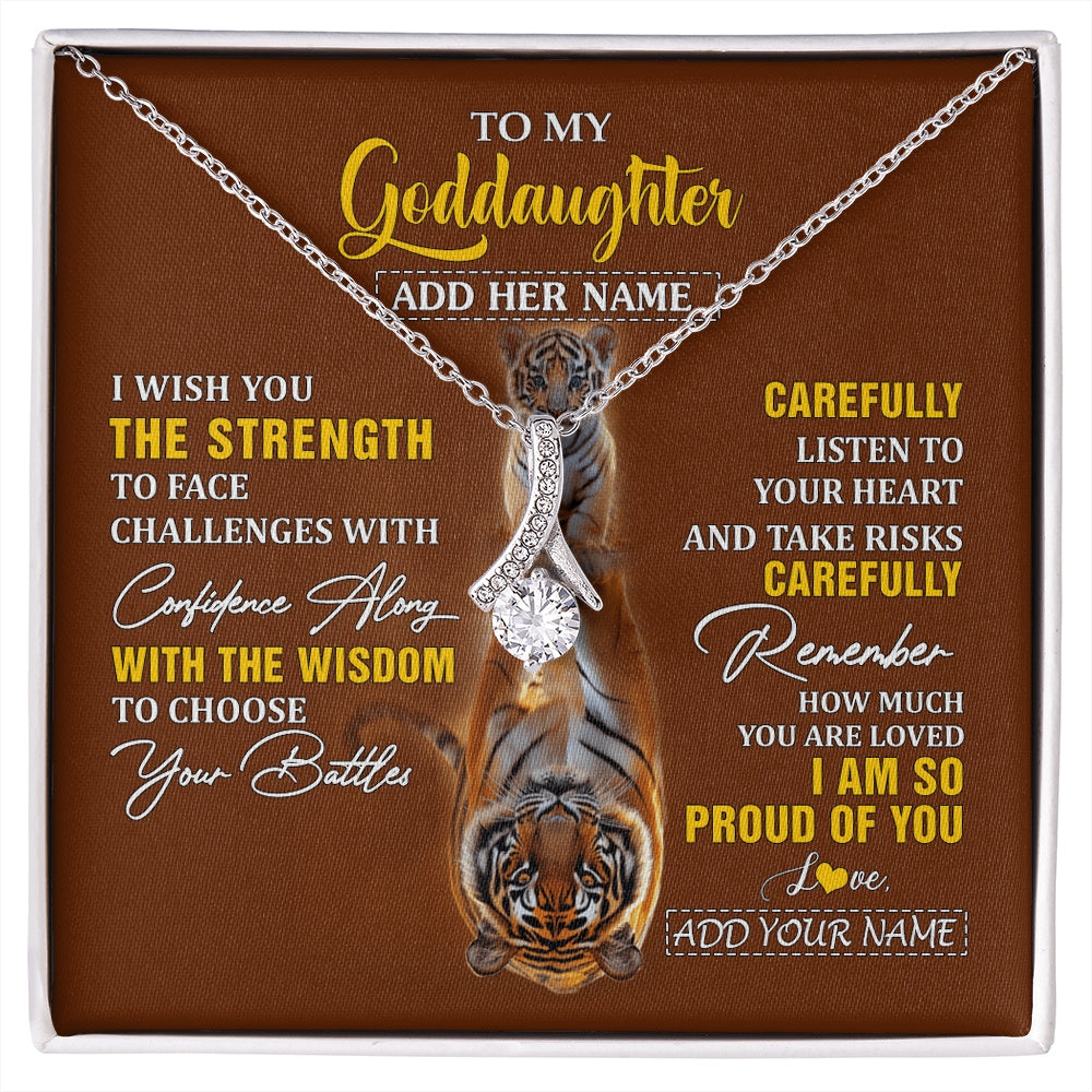 Alluring Beauty Necklace 14K White Gold Finish | 1 | Personalized To My Goddaughter Gifts Necklace From Godmother Godfather I Wish You The Strength Tiger Goddaughter Birthday Gifts Christmas Gift Box Message Card | https://siriusteestore.