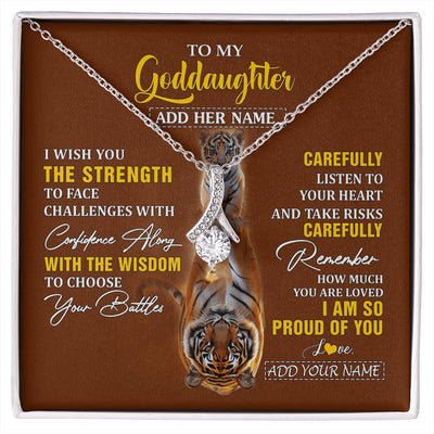 Alluring Beauty Necklace 14K White Gold Finish | 1 | Personalized To My Goddaughter Gifts Necklace From Godmother Godfather I Wish You The Strength Tiger Goddaughter Birthday Gifts Christmas Gift Box Message Card | https://siriusteestore.