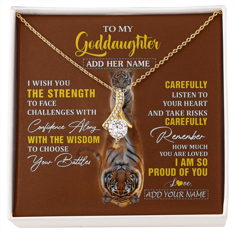 Alluring Beauty Necklace 18K Yellow Gold Finish | 1 | Personalized To My Goddaughter Gifts Necklace From Godmother Godfather I Wish You The Strength Tiger Goddaughter Birthday Gifts Christmas Gift Box Message Card | https://siriusteestore.