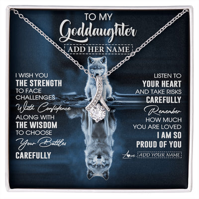 Alluring Beauty Necklace 14K White Gold Finish | 1 | Personalized To My Goddaughter Gifts Necklace From Godmother Godfather I Wish You The Strength Wolf Goddaughter Birthday Gifts Christmas Gift Box Message Card | https://siriusteestore.