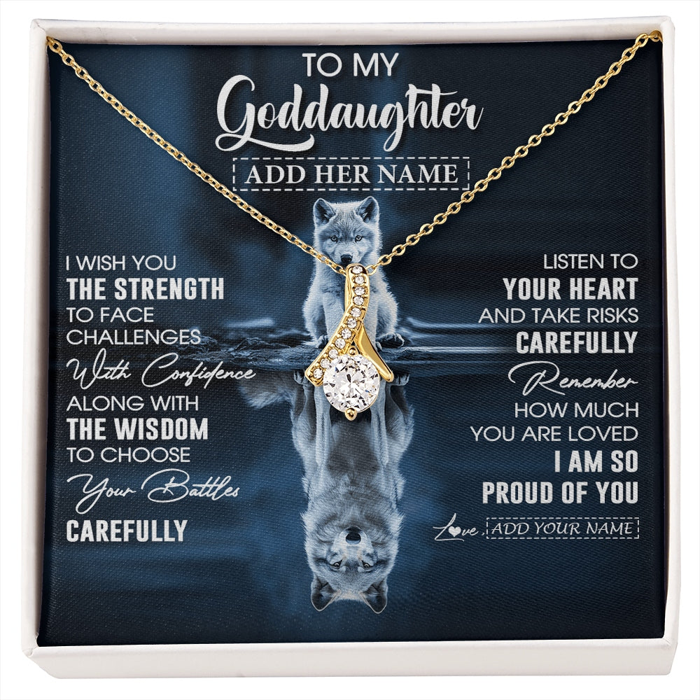 Alluring Beauty Necklace 18K Yellow Gold Finish | 1 | Personalized To My Goddaughter Gifts Necklace From Godmother Godfather I Wish You The Strength Wolf Goddaughter Birthday Gifts Christmas Gift Box Message Card | https://siriusteestore.