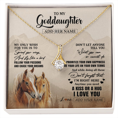 Alluring Beauty Necklace 18K Yellow Gold Finish | 1 | Personalized To My Goddaughter Gifts Necklace From Godmother Horse My Only Wish For You Goddaughter Birthday Gifts Graduation Christmas Gift Box Message Card | https://siriusteestore.
