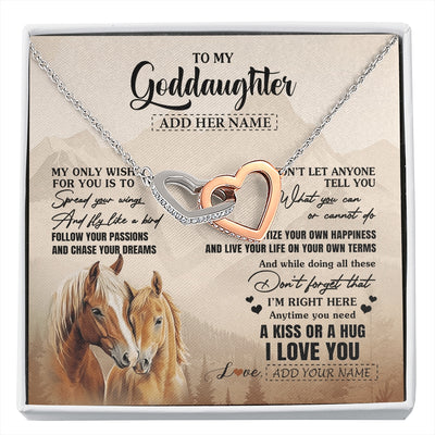 Interlocking Hearts Necklace Stainless Steel & Rose Gold Finish | 1 | Personalized To My Goddaughter Gifts Necklace From Godmother Horse My Only Wish For You Goddaughter Birthday Gifts Graduation Christmas Gift Box Message Card | https://siriusteestore.