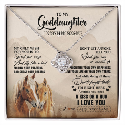 Love Knot Necklace 14K White Gold Finish | 1 | Personalized To My Goddaughter Gifts Necklace From Godmother Horse My Only Wish For You Goddaughter Birthday Gifts Graduation Christmas Gift Box Message Card | https://siriusteestore.