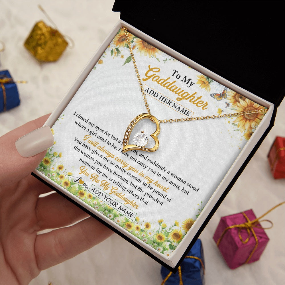 Forever Love Necklace 18K Yellow Gold Finish | 2 | Personalized To My Goddaughter Gifts Necklace From Godmother I Closed My Eyes Sunflower Best Goddaughter Birthday Gifts Christmas Custom Gift Box Message Card | siriusteestore.myshopify