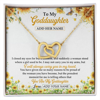 Interlocking Hearts Necklace 18K Yellow Gold Finish | 1 | Personalized To My Goddaughter Gifts Necklace From Godmother I Closed My Eyes Sunflower Best Goddaughter Birthday Gifts Christmas Custom Gift Box Message Card | siriusteestore.myshopify