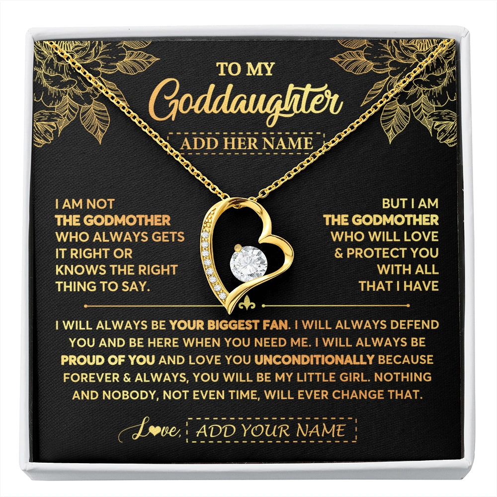 Forever Love Necklace 18K Yellow Gold Finish | 1 | Personalized To My Goddaughter Gifts Necklace From Godmother Meaningful Family Jewelry Birthday Gifts For Goddaughter Christmas Custom Gift Box Message Card | https://siriusteestore.