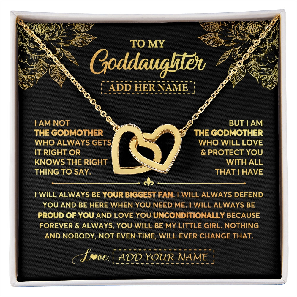 Interlocking Hearts Necklace 18K Yellow Gold Finish | 1 | Personalized To My Goddaughter Gifts Necklace From Godmother Meaningful Family Jewelry Birthday Gifts For Goddaughter Christmas Custom Gift Box Message Card | https://siriusteestore.