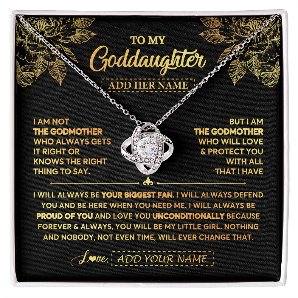 Love Knot Necklace 14K White Gold Finish | 1 | Personalized To My Goddaughter Gifts Necklace From Godmother Meaningful Family Jewelry Birthday Gifts For Goddaughter Christmas Custom Gift Box Message Card | https://siriusteestore.