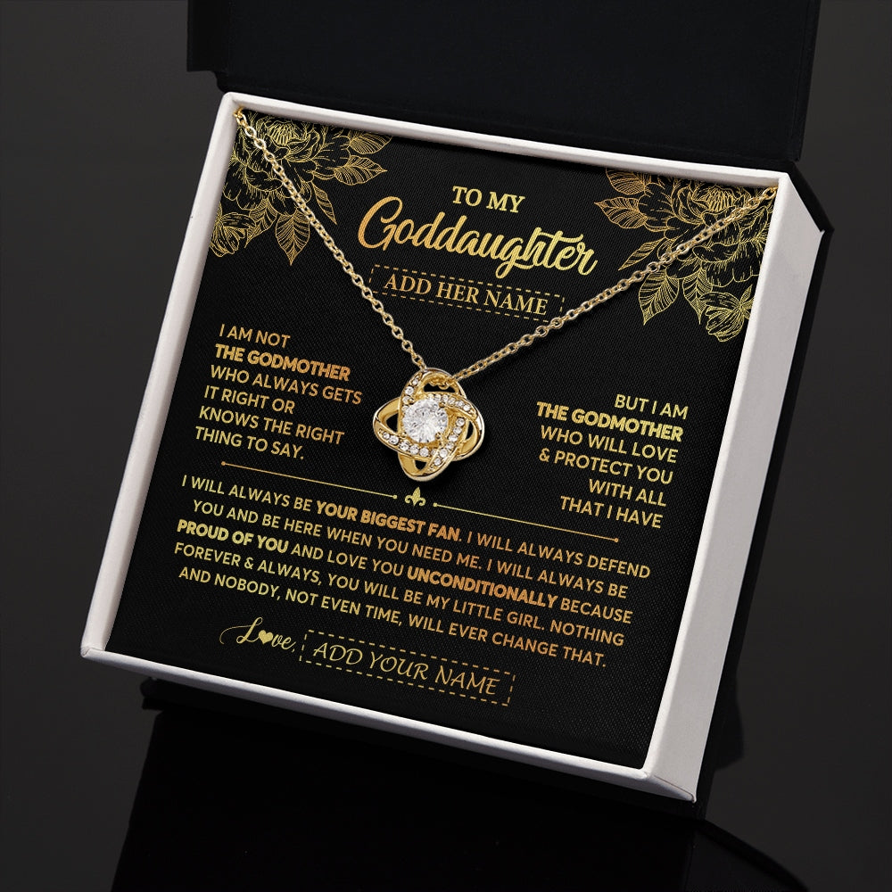 Love Knot Necklace 18K Yellow Gold Finish | 2 | Personalized To My Goddaughter Gifts Necklace From Godmother Meaningful Family Jewelry Birthday Gifts For Goddaughter Christmas Custom Gift Box Message Card | https://siriusteestore.