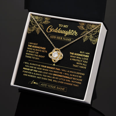 Love Knot Necklace 18K Yellow Gold Finish | 2 | Personalized To My Goddaughter Gifts Necklace From Godmother Meaningful Family Jewelry Birthday Gifts For Goddaughter Christmas Custom Gift Box Message Card | https://siriusteestore.