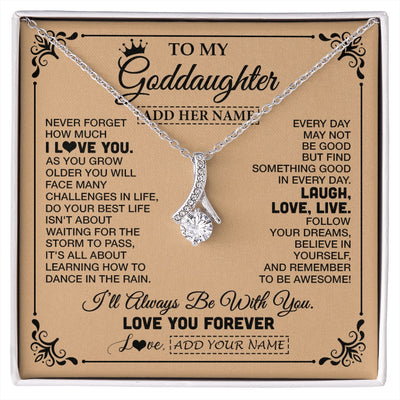 Alluring Beauty Necklace 14K White Gold Finish | 1 | Personalized To My Goddaughter Gifts Necklace From Godmother Never Forget How Much I Love You Goddaughter Birthday Gifts Christmas Gift Box Message Card | https://siriusteestore.