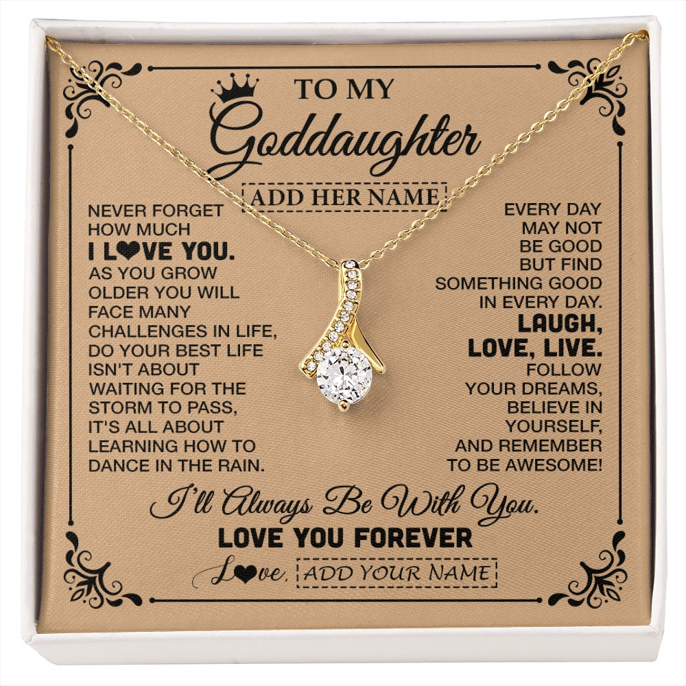 Alluring Beauty Necklace 18K Yellow Gold Finish | 1 | Personalized To My Goddaughter Gifts Necklace From Godmother Never Forget How Much I Love You Goddaughter Birthday Gifts Christmas Gift Box Message Card | https://siriusteestore.
