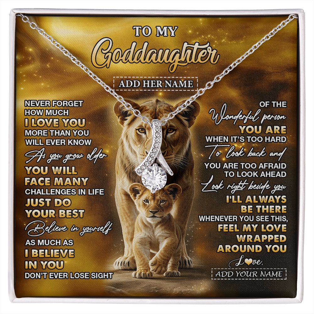 Alluring Beauty Necklace 14K White Gold Finish | 1 | Personalized To My Goddaughter Gifts Necklace From Godmother Never Forget How Much I Love You Lion Goddaughter Birthday Gifts Christmas Gift Box Message Card | https://siriusteestore.