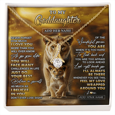 Alluring Beauty Necklace 18K Yellow Gold Finish | 1 | Personalized To My Goddaughter Gifts Necklace From Godmother Never Forget How Much I Love You Lion Goddaughter Birthday Gifts Christmas Gift Box Message Card | https://siriusteestore.