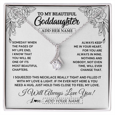 Alluring Beauty Necklace 14K White Gold Finish | 1 | Personalized To My Goddaughter Gifts Necklace From Godmother Someday When The Pages Birthday Goddaughter Christmas Graduation Jewelry Gift Box Message Card | https://siriusteestore.