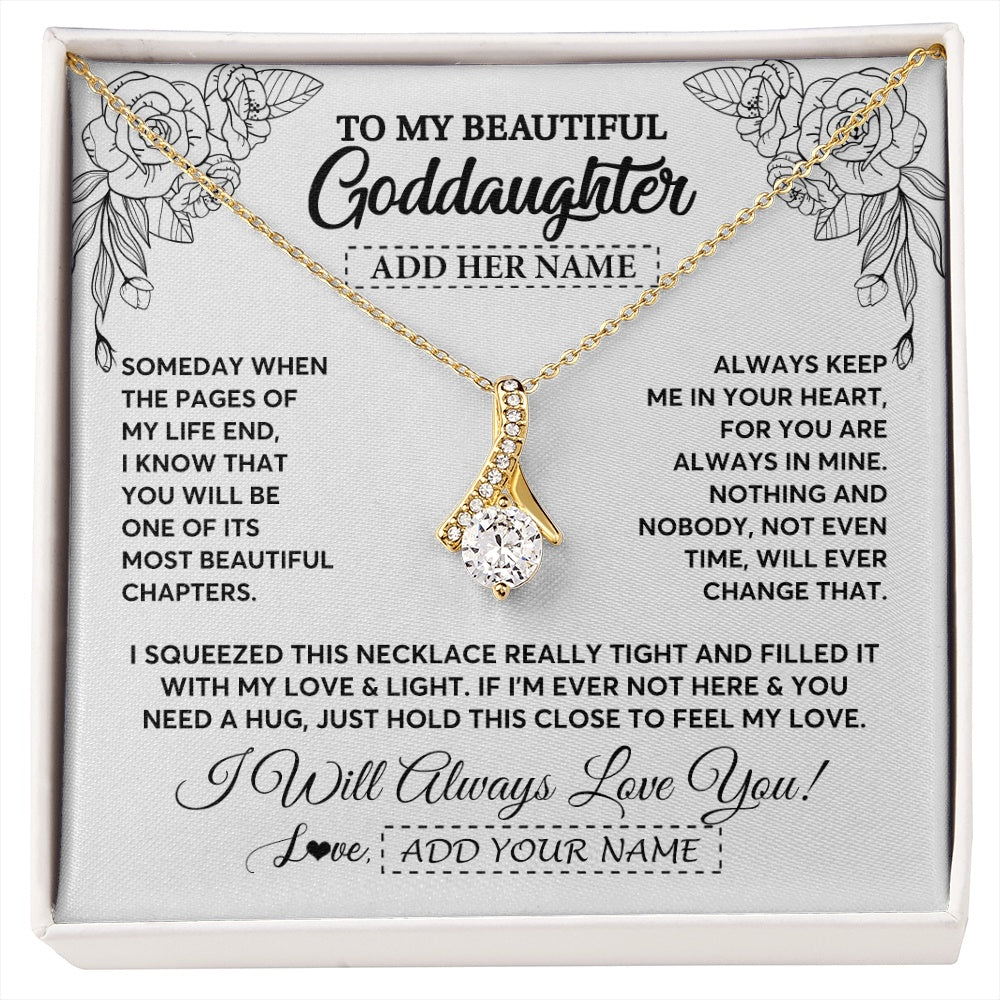 Alluring Beauty Necklace 18K Yellow Gold Finish | 1 | Personalized To My Goddaughter Gifts Necklace From Godmother Someday When The Pages Birthday Goddaughter Christmas Graduation Jewelry Gift Box Message Card | https://siriusteestore.