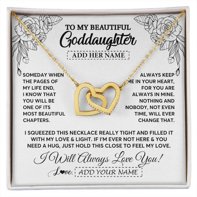 Interlocking Hearts Necklace 18K Yellow Gold Finish | 1 | Personalized To My Goddaughter Gifts Necklace From Godmother Someday When The Pages Birthday Goddaughter Christmas Graduation Jewelry Gift Box Message Card | https://siriusteestore.