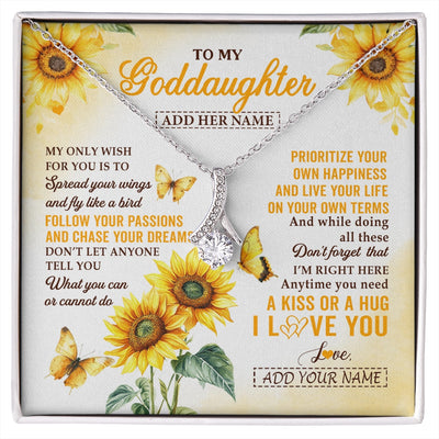 Alluring Beauty Necklace 14K White Gold Finish | 1 | Personalized To My Goddaughter Gifts Necklace From Godmother Sunflower My Only Wish For You Goddaughter Birthday Gifts Christmas Custom Gift Box Message Card | https://siriusteestore.