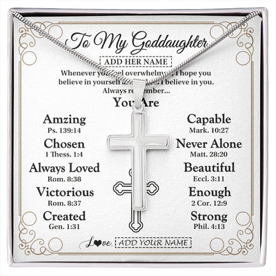 Stainless Cross Necklace Stainless Steel | 1 | Personalized To My Goddaughter Gifts Necklace From Godmother Uncle Christ Christian Gifts For Goddaughter Birthday Christmas Custom Gift Box Message Card | https://siriusteestore.