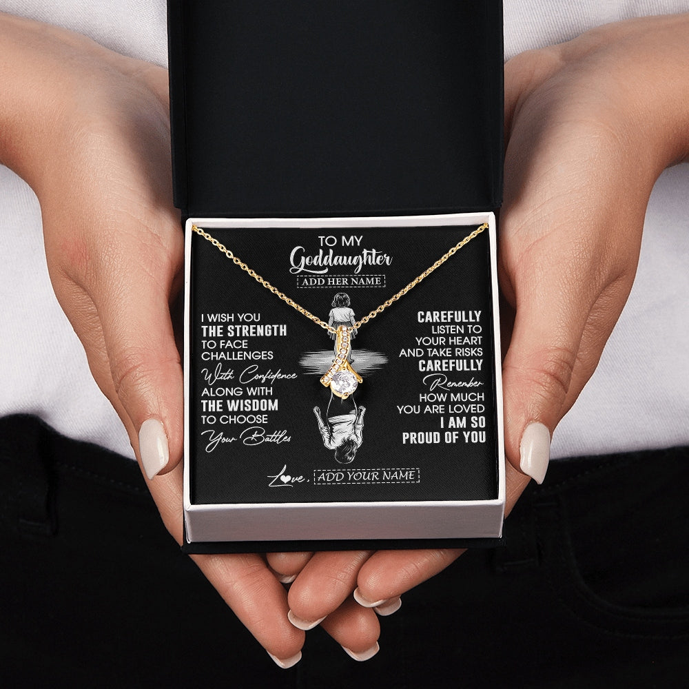 Alluring Beauty Necklace 18K Yellow Gold Finish | 2 | Personalized To My Goddaughter Gifts Necklace From Godmother Uncle I Wish You The Strength Goddaughter Birthday Gifts Christmas Custom Gift Box Message Card | https://siriusteestore.