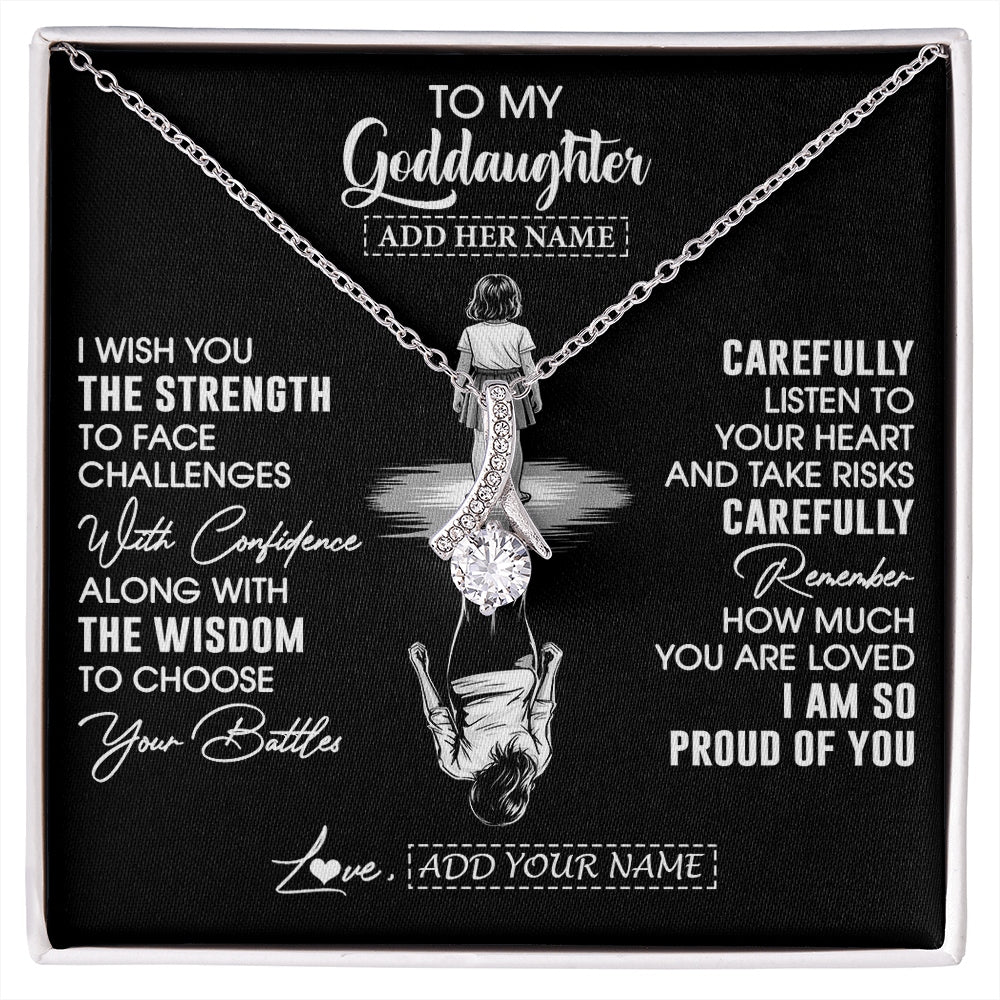 Alluring Beauty Necklace 14K White Gold Finish | 1 | Personalized To My Goddaughter Gifts Necklace From Godmother Uncle I Wish You The Strength Goddaughter Birthday Gifts Christmas Custom Gift Box Message Card | https://siriusteestore.