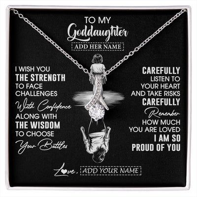 Alluring Beauty Necklace 14K White Gold Finish | 1 | Personalized To My Goddaughter Gifts Necklace From Godmother Uncle I Wish You The Strength Goddaughter Birthday Gifts Christmas Custom Gift Box Message Card | https://siriusteestore.