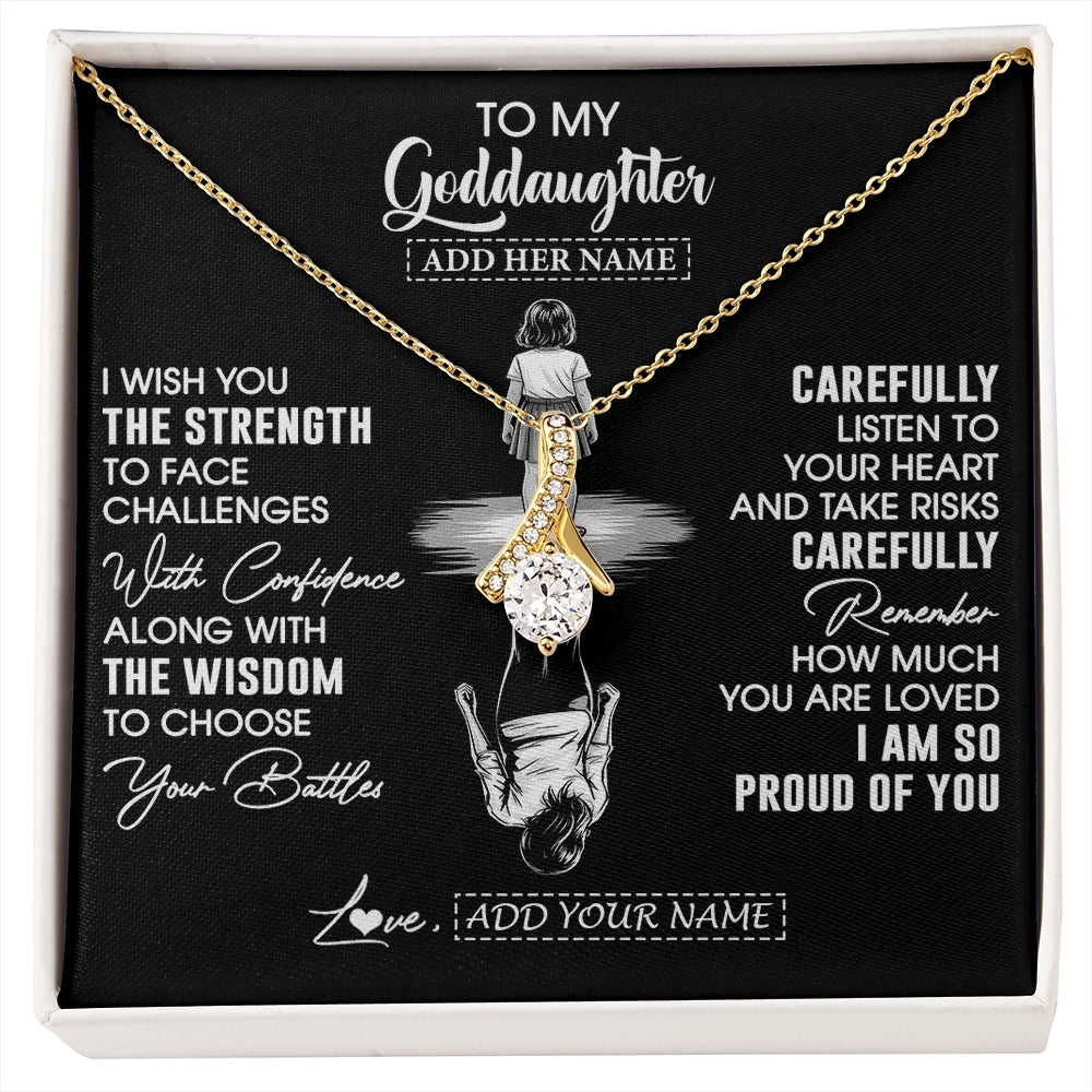 Alluring Beauty Necklace 18K Yellow Gold Finish | 1 | Personalized To My Goddaughter Gifts Necklace From Godmother Uncle I Wish You The Strength Goddaughter Birthday Gifts Christmas Custom Gift Box Message Card | https://siriusteestore.