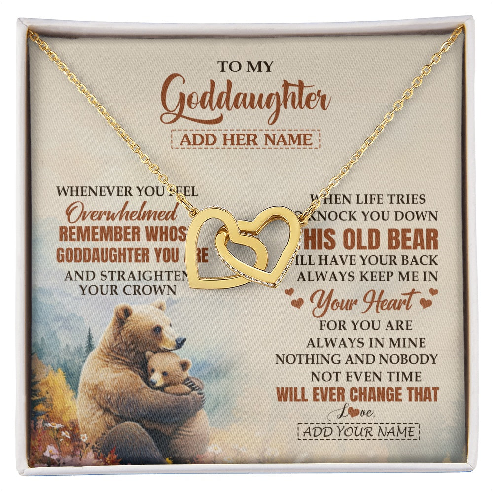 Interlocking Hearts Necklace 18K Yellow Gold Finish | 1 | Personalized To My Goddaughter Gifts Necklace From Godmother Whenever Bear Unique Birthday Gifts For Goddaughter Graduation Christmas Gift Box Message Card | siriusteestore.myshopify