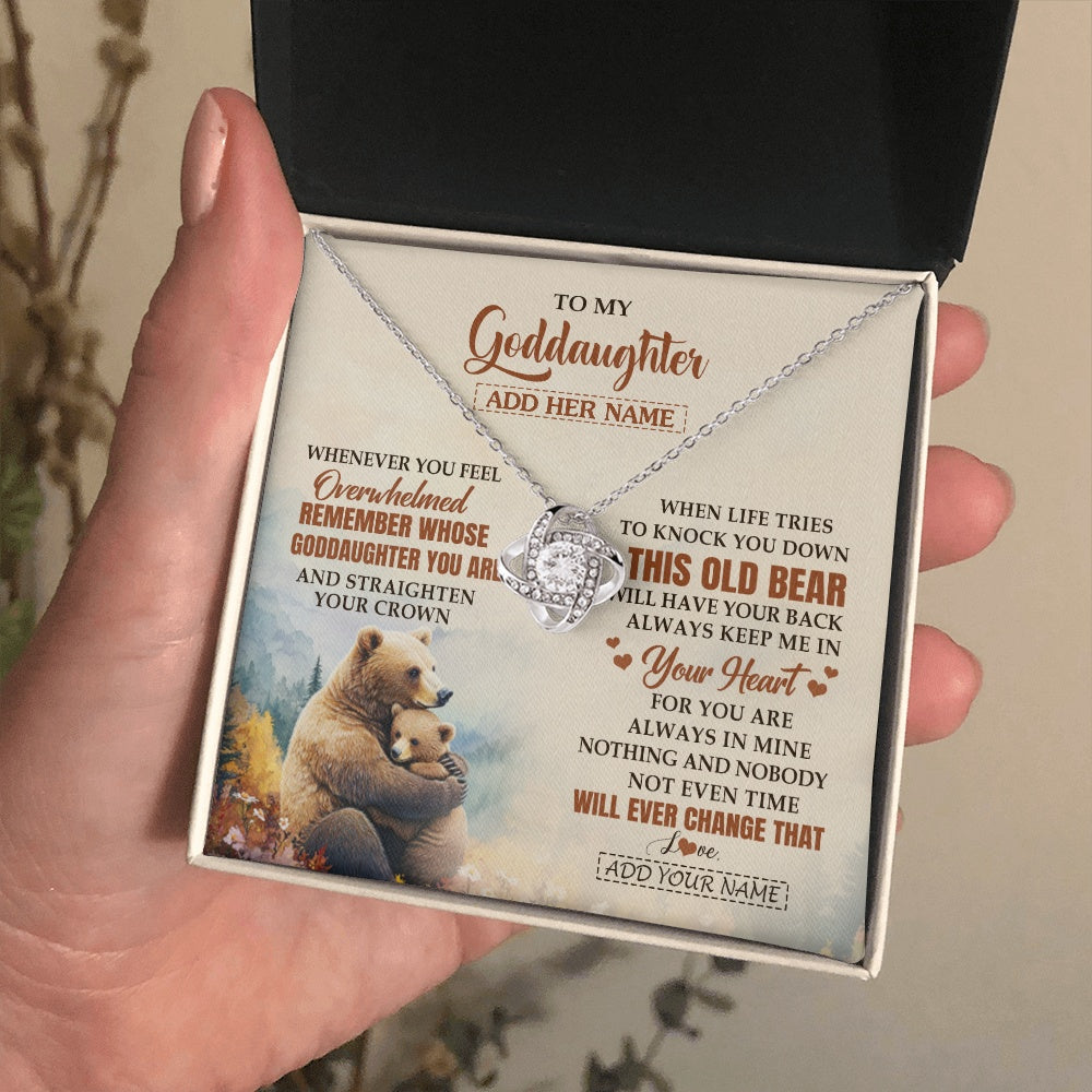 Love Knot Necklace 14K White Gold Finish | 2 | Personalized To My Goddaughter Gifts Necklace From Godmother Whenever Bear Unique Birthday Gifts For Goddaughter Graduation Christmas Gift Box Message Card | siriusteestore.myshopify