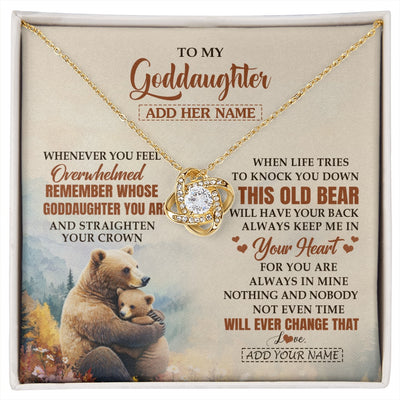 Love Knot Necklace 18K Yellow Gold Finish | 1 | Personalized To My Goddaughter Gifts Necklace From Godmother Whenever Bear Unique Birthday Gifts For Goddaughter Graduation Christmas Gift Box Message Card | siriusteestore.myshopify