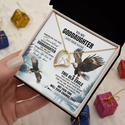 Forever Love Necklace 18K Yellow Gold Finish | 2 | Personalized To My Goddaughter Gifts Necklace From Godmother Whenever Eagle Unique Birthday Gifts For Goddaughter Christmas Jewelry Gift Box Message Card | https://siriusteestore.