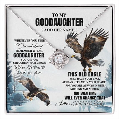 Love Knot Necklace 14K White Gold Finish | 1 | Personalized To My Goddaughter Gifts Necklace From Godmother Whenever Eagle Unique Birthday Gifts For Goddaughter Christmas Jewelry Gift Box Message Card | https://siriusteestore.