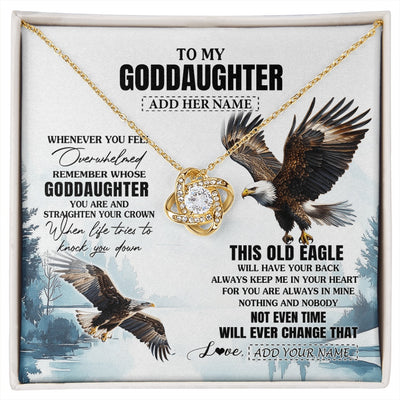 Love Knot Necklace 18K Yellow Gold Finish | 1 | Personalized To My Goddaughter Gifts Necklace From Godmother Whenever Eagle Unique Birthday Gifts For Goddaughter Christmas Jewelry Gift Box Message Card | https://siriusteestore.