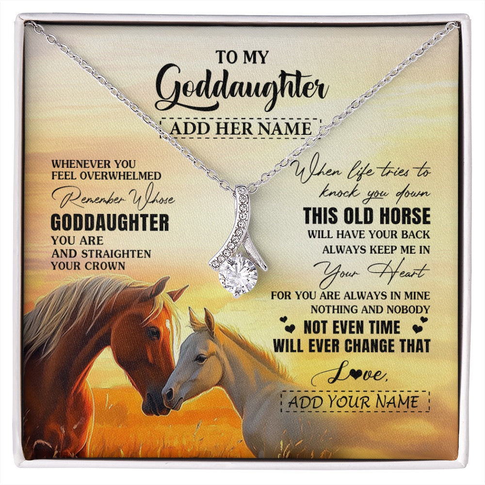 Alluring Beauty Necklace 14K White Gold Finish | 1 | Personalized To My Goddaughter Gifts Necklace From Godmother Whenever Horse Unique Birthday Gifts For Goddaughter Graduation Christmas Gift Box Message Card | siriusteestore.myshopify
