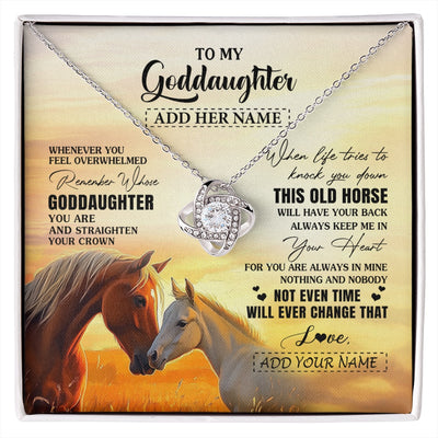 Love Knot Necklace 14K White Gold Finish | 1 | Personalized To My Goddaughter Gifts Necklace From Godmother Whenever Horse Unique Birthday Gifts For Goddaughter Graduation Christmas Gift Box Message Card | siriusteestore.myshopify