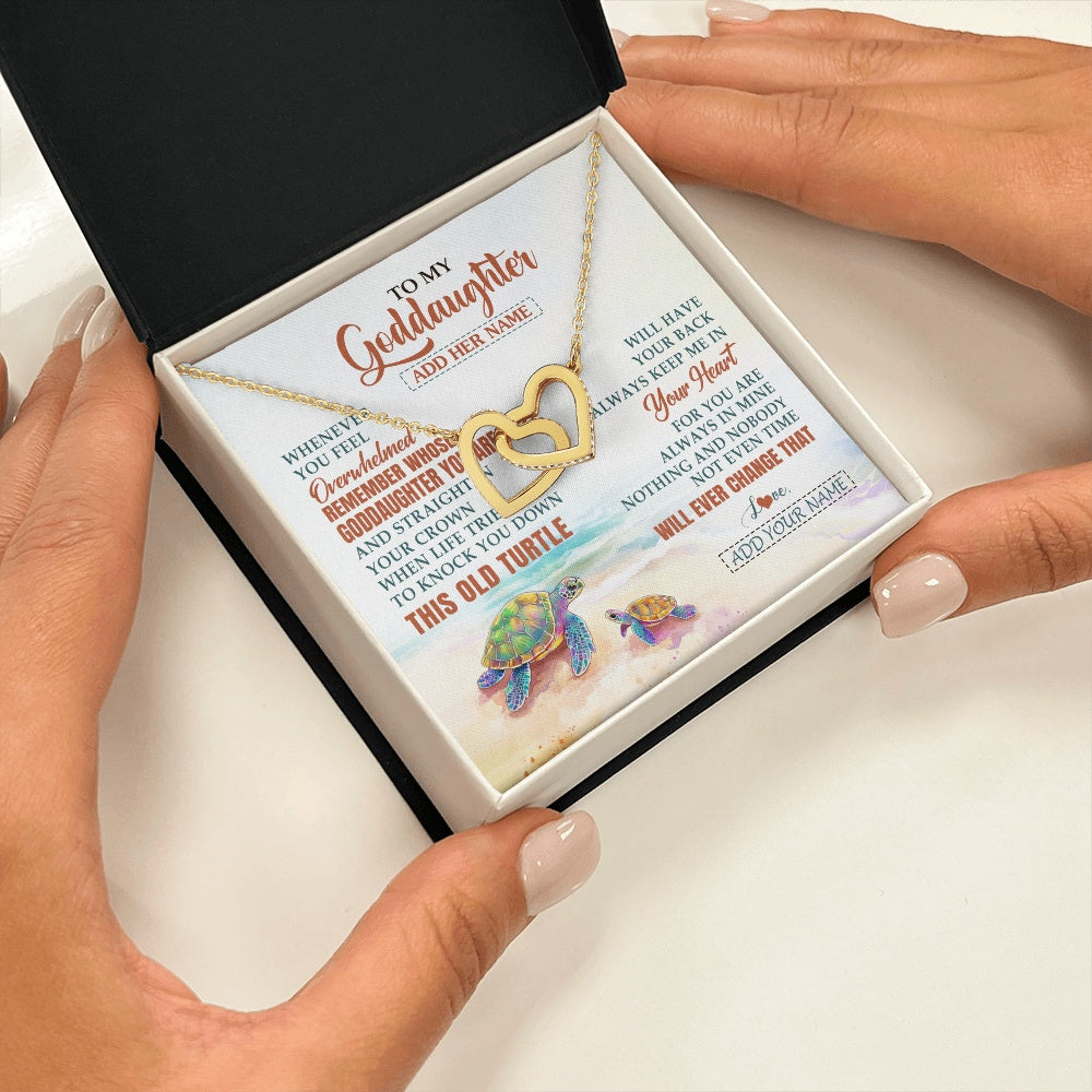 Interlocking Hearts Necklace 18K Yellow Gold Finish | 2 | Personalized To My Goddaughter Gifts Necklace From Godmother Whenever Turtle Unique Birthday Gifts For Goddaughter Christmas Custom Gift Box Message Card | https://siriusteestore.