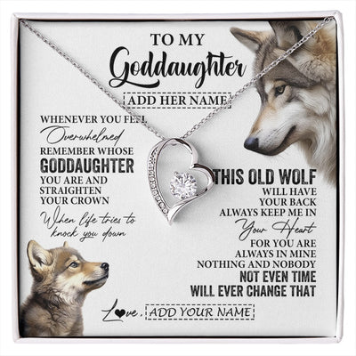 Forever Love Necklace 14K White Gold Finish | 1 | Personalized To My Goddaughter Gifts Necklace From Godmother Whenever Wolf Unique Birthday For Goddaughter Graduation Christmas Custom Gift Box Message Card | https://siriusteestore.