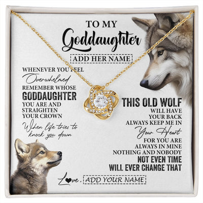 Love Knot Necklace 18K Yellow Gold Finish | 1 | Personalized To My Goddaughter Gifts Necklace From Godmother Whenever Wolf Unique Birthday For Goddaughter Graduation Christmas Custom Gift Box Message Card | https://siriusteestore.
