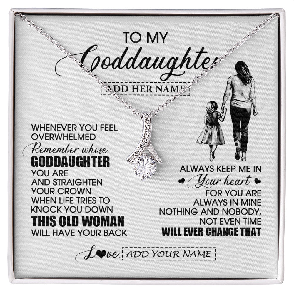 Alluring Beauty Necklace 14K White Gold Finish | 1 | Personalized To My Goddaughter Gifts Necklace From Godmother Whenever Woman Unique Birthday Gifts For Goddaughter Graduation Christmas Gift Box Message Card | siriusteestore.myshopify