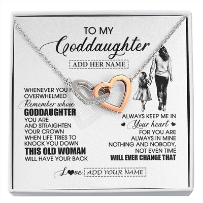 Interlocking Hearts Necklace Stainless Steel & Rose Gold Finish | 1 | Personalized To My Goddaughter Gifts Necklace From Godmother Whenever Woman Unique Birthday Gifts For Goddaughter Graduation Christmas Gift Box Message Card | siriusteestore.myshopify