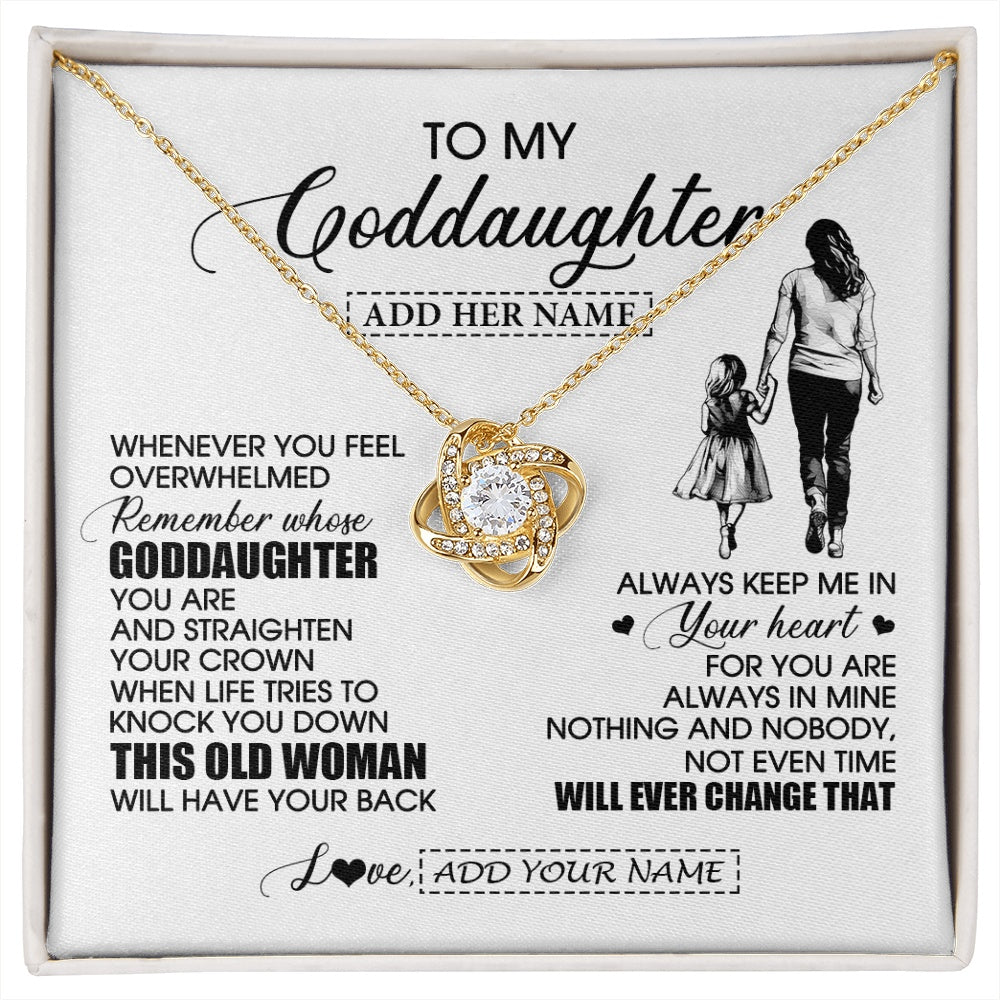 Love Knot Necklace 18K Yellow Gold Finish | 1 | Personalized To My Goddaughter Gifts Necklace From Godmother Whenever Woman Unique Birthday Gifts For Goddaughter Graduation Christmas Gift Box Message Card | siriusteestore.myshopify